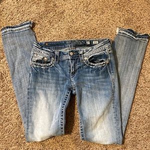 Miss Me jeans, low/mid rise. straight leg, size 27